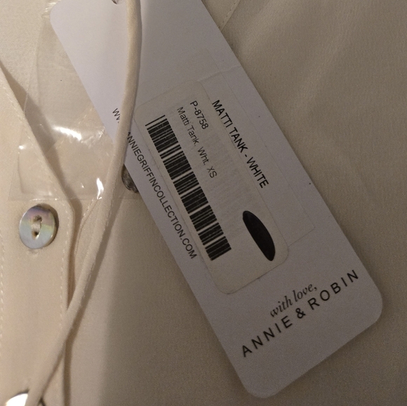 NWT Annie Griffin Women's Blouse Color Matti Tank-White Size XS - Picture 7 of 8